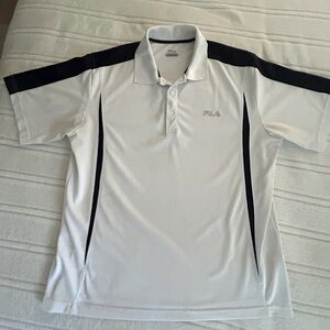 Fila Polo Shirt XXL Slimming White Navy Blue Accents​​​